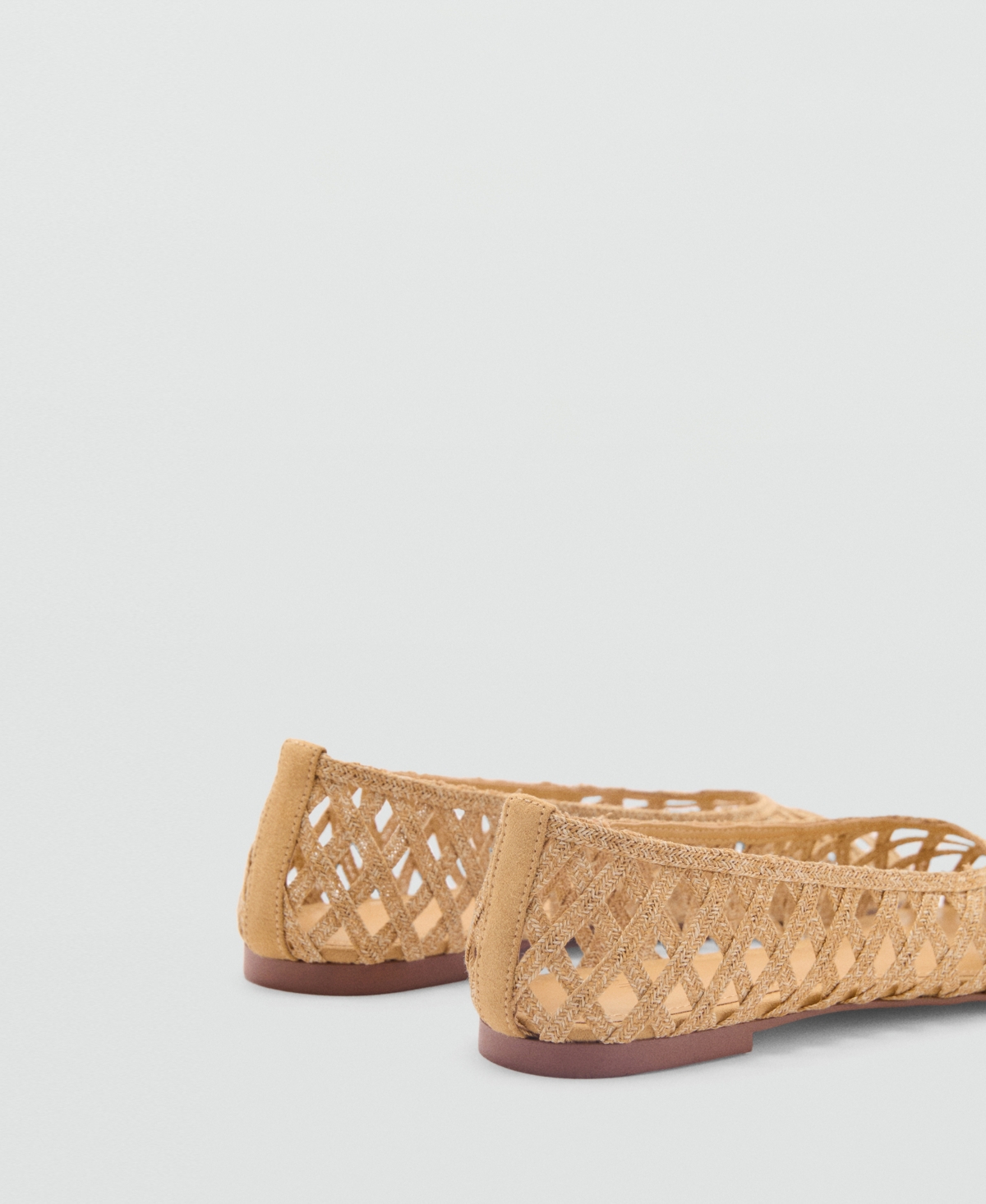 Mango Natural Fibre Ballerina Flats Medium Brown In Medium Brown