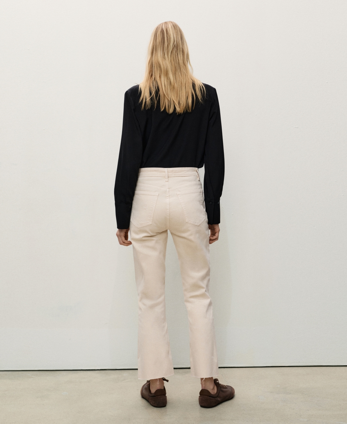 Shop Mango Women's Sienna Flared Cropped Jeans In Ecru