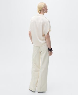 Women's Short-Sleeved Satin Shirt