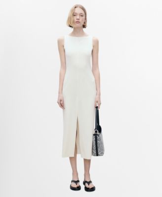 MANGO - Women's Boat-Neck Knitted Dress