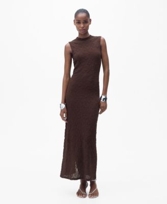 MANGO - Women's Perkins Collar Textured Dress