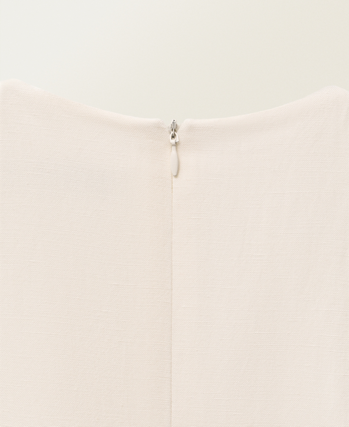 Mango Structured Linen Mix Midi Dress With Raw Hem In Off White