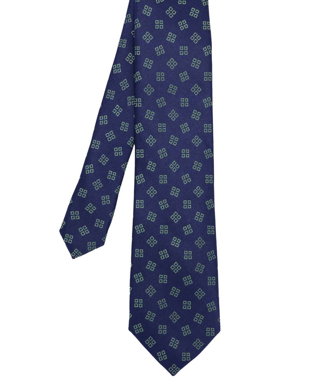 Men's Geo-Pattern Silk Tie - Navy Hunter Green