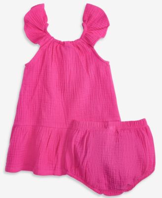 Baby Girls Cotton Knit Gauze Dress & Bloomer, 2 Piece Set, Exclusively at Macy's