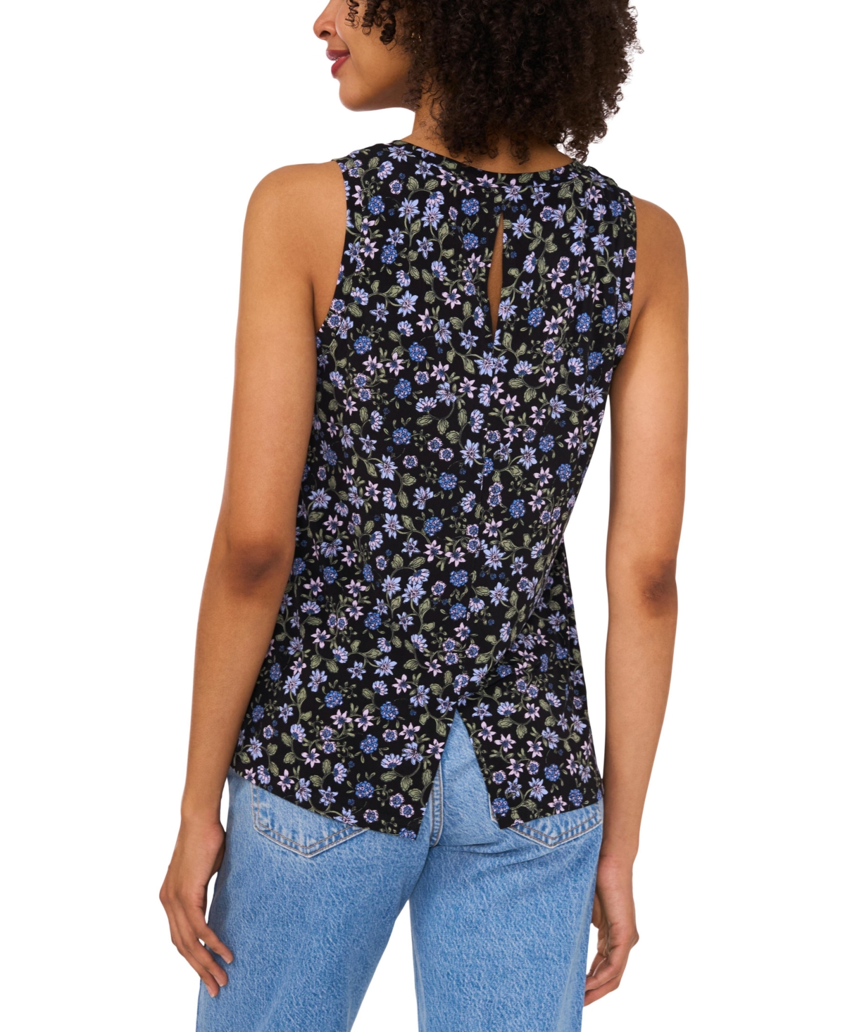 Shop Vince Camuto Women's Printed Keyhole-back Top