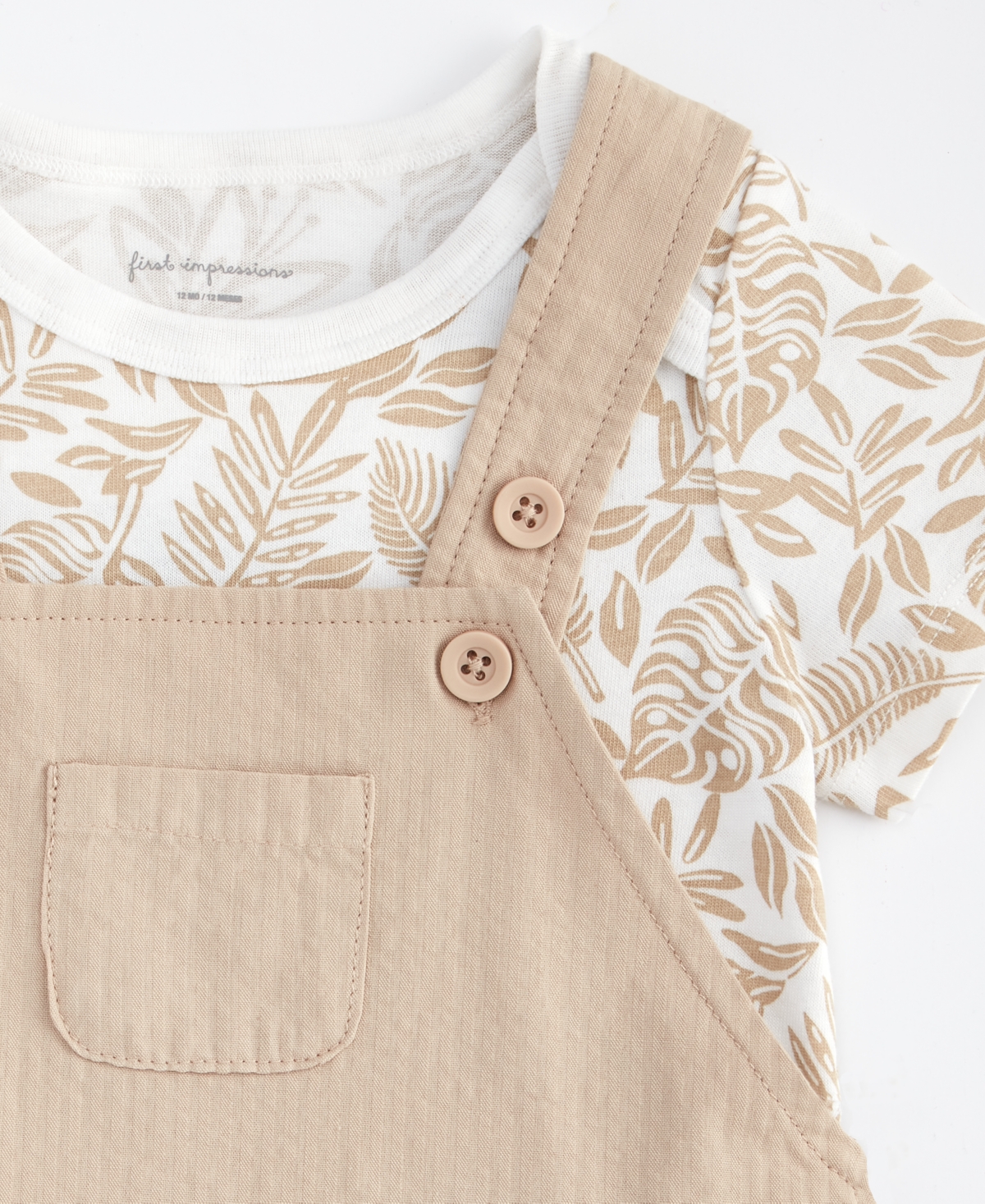 First Impressions Baby Boys Cotton Tonal Leaf-print Bodysuit & Shortall, 2 Piece Set, Exclusively At Macy's
