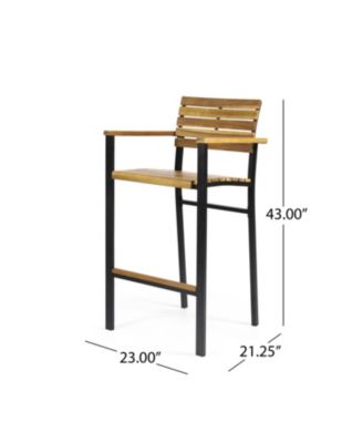 Modern Industrial Acacia Wood Barstool Set of 2, Teak and Black