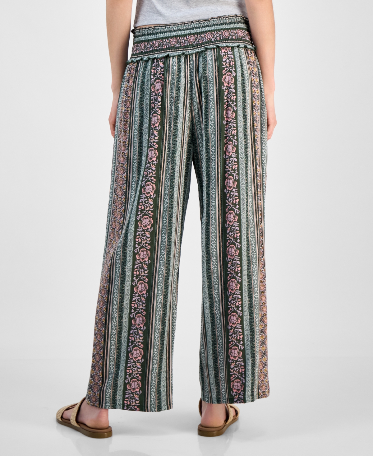 KINGSTON GREY JUNIORS' PRINTED CROPPED WIDE-LEG SOFT PANTS 