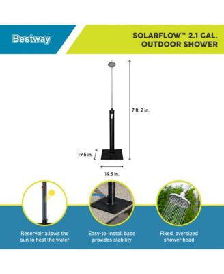 SolarFlow 2.1 Gallon Outdoor Shower Solar Heat Fixed Oversized Head