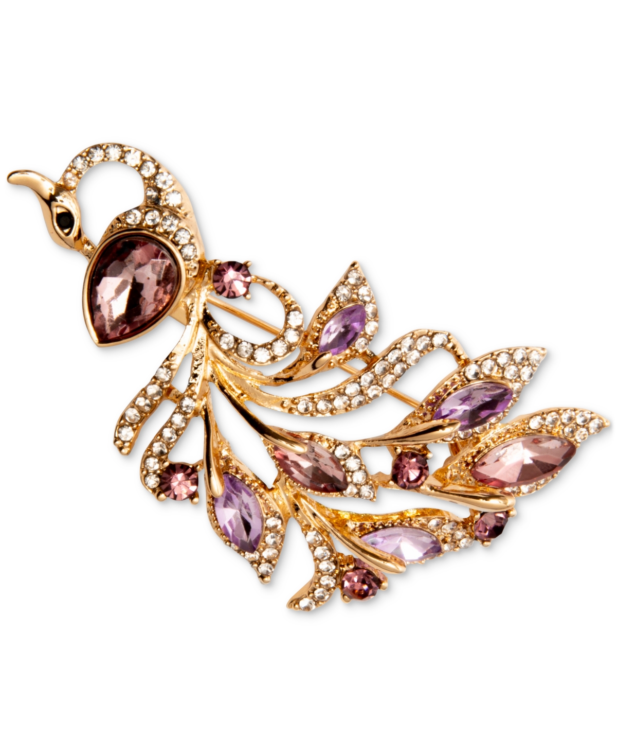 Gold-Tone Pave & Color Crystal Peacock Pin - Multi