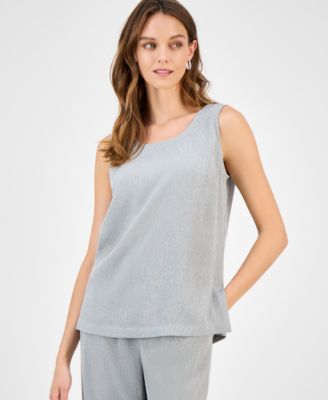 Kasper - Women's Textured Scoop-Neck Sleeveless Top