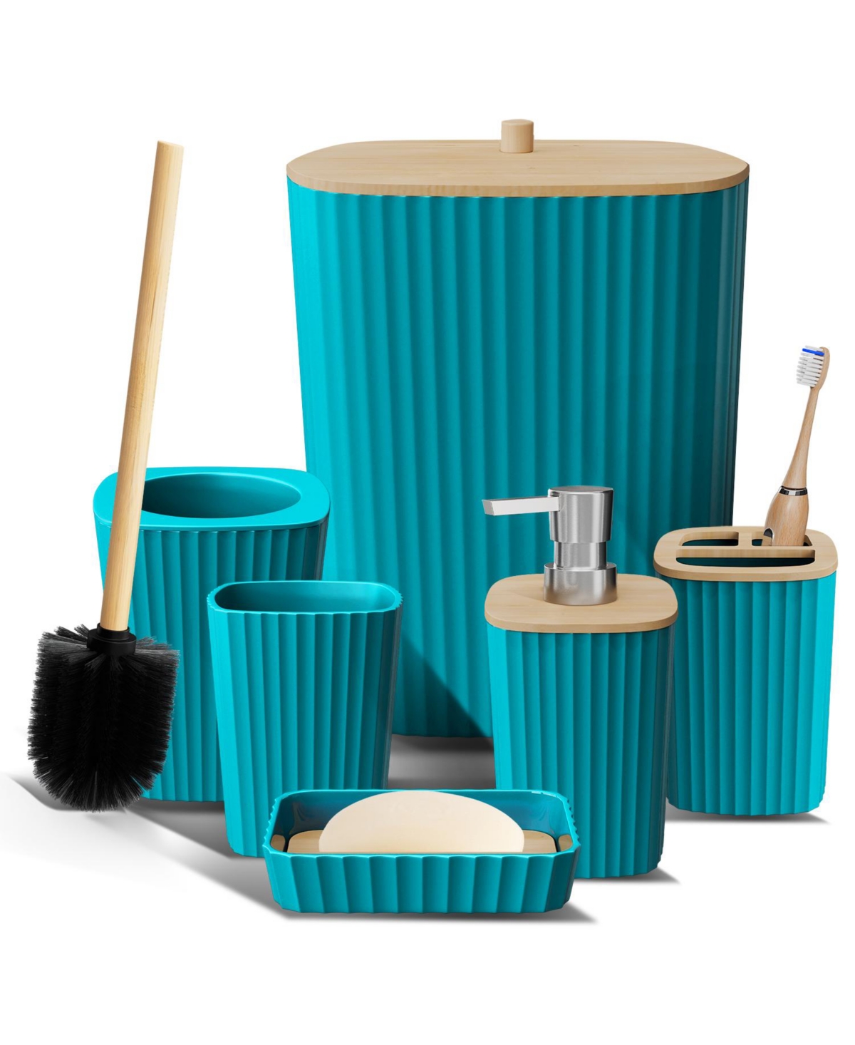 6-Piece Complete Bathroom Decor & Accessory Set - Sage green