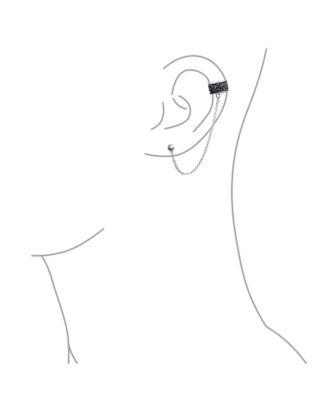 Set of 2 Boho Bali Vine Scroll Ear Cuff Wrap Earrings in Oxidized Sterling Silver