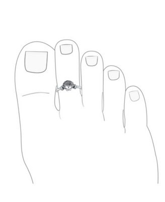 Set of 2 Dolphin & Clam Shell Midi Toe Rings in Oxidized Sterling Silver