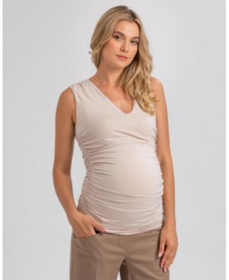 Maternity Sleeveless Dolce Blouse with V-Neck and Side Ruching