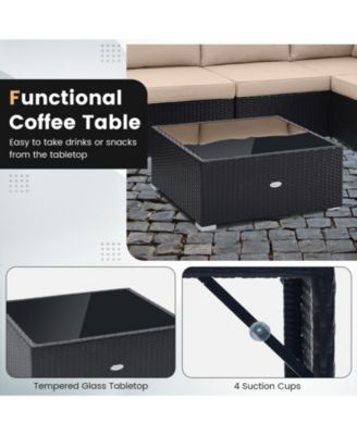 10PCS Rattan Furniture Set Outdoor Wicker Sofa Table Cushioned Seat Patio