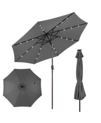10FT Solar Umbrella LED Market Steel Tilt w/ Crank Patio