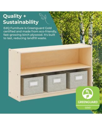 EdQ 2-Shelf Open Storage 24" - White: Wooden Kids' Classroom Storage Furniture, Playroom and Bedroom Toy Cube Organizer