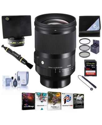 35mm f/1.2 DG DN ART Lens for L Mount, Bundle with Corel PC Software Kit, 82mm Filter Kit, Flex Lens Shade, Lens Cleaner, Lens Wrap, Cleaning