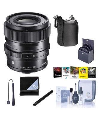 65mm f/2.0 DG DN Contemporary Lens for Sony E, Bundle with ProOptic 62mm Filter Kit, Cleaning Kit, Protecting Cloth, Lens Cap Tether, PC