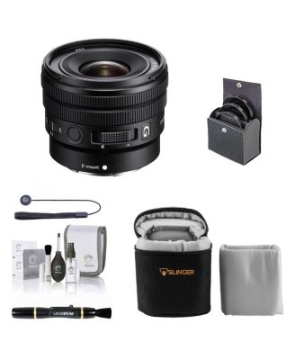 E 10-20mm f/4 PZ G Lens for Sony E, Bundle with 62mm Filter Kit, Slinger Soft Lens Case, Lens Cleaner, Cleaning Kit, Lens Cap Tether