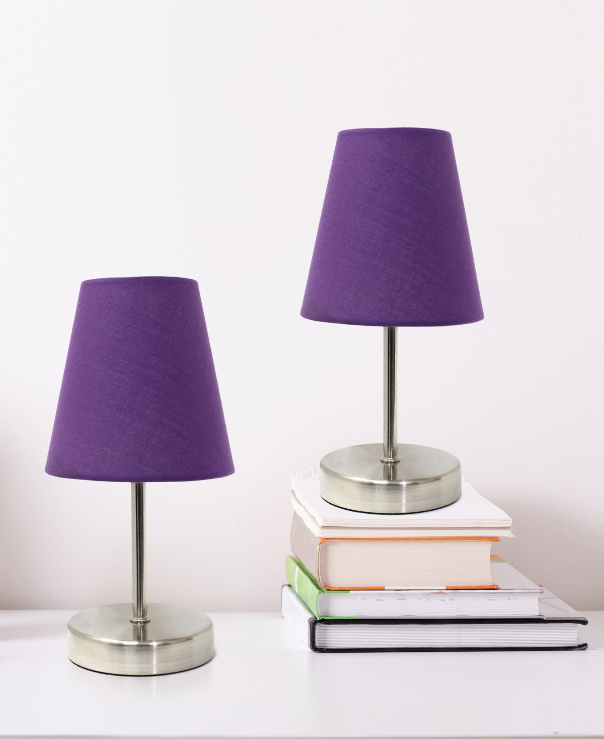 Creekwood Home 10.5" Metal Iconic Duo Mini Sand Nickel Table Lamp Set