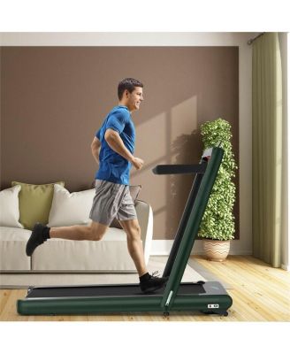 4.75HP 2 In 1 Folding Treadmill with Remote APP Control-Green