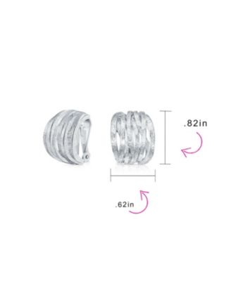 Set of 2 Criss Cross Basket Weave Clip-On Earrings Matte Silver Gold Plated