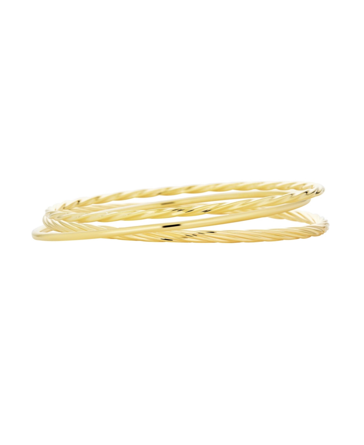Set of 3 Simple Thin Twist Stacking Bangle Round Yellow Gold Plated 2.5MM - Gold set