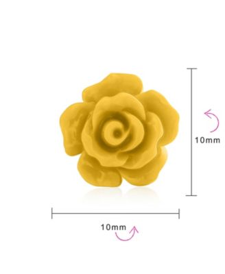 Set of 3 Romantic 3D Carved Rose Flower Post Stud Earrings 10MM Lightweight