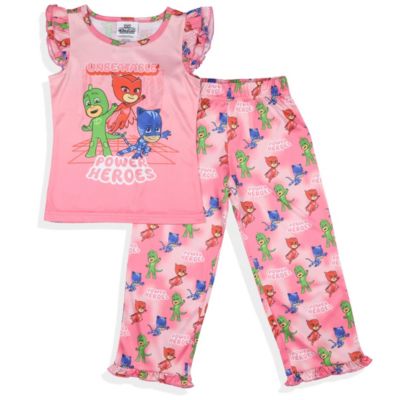 Little Girls Gekko Catboy Power Heroes Ruffle 2-Piece Pajama Set Sleepwear