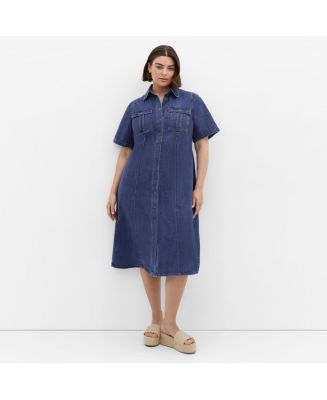 macy's plus size denim dress On 34th Trendy Plus Size Denim Tiered Midi Dress, Created for Macy's