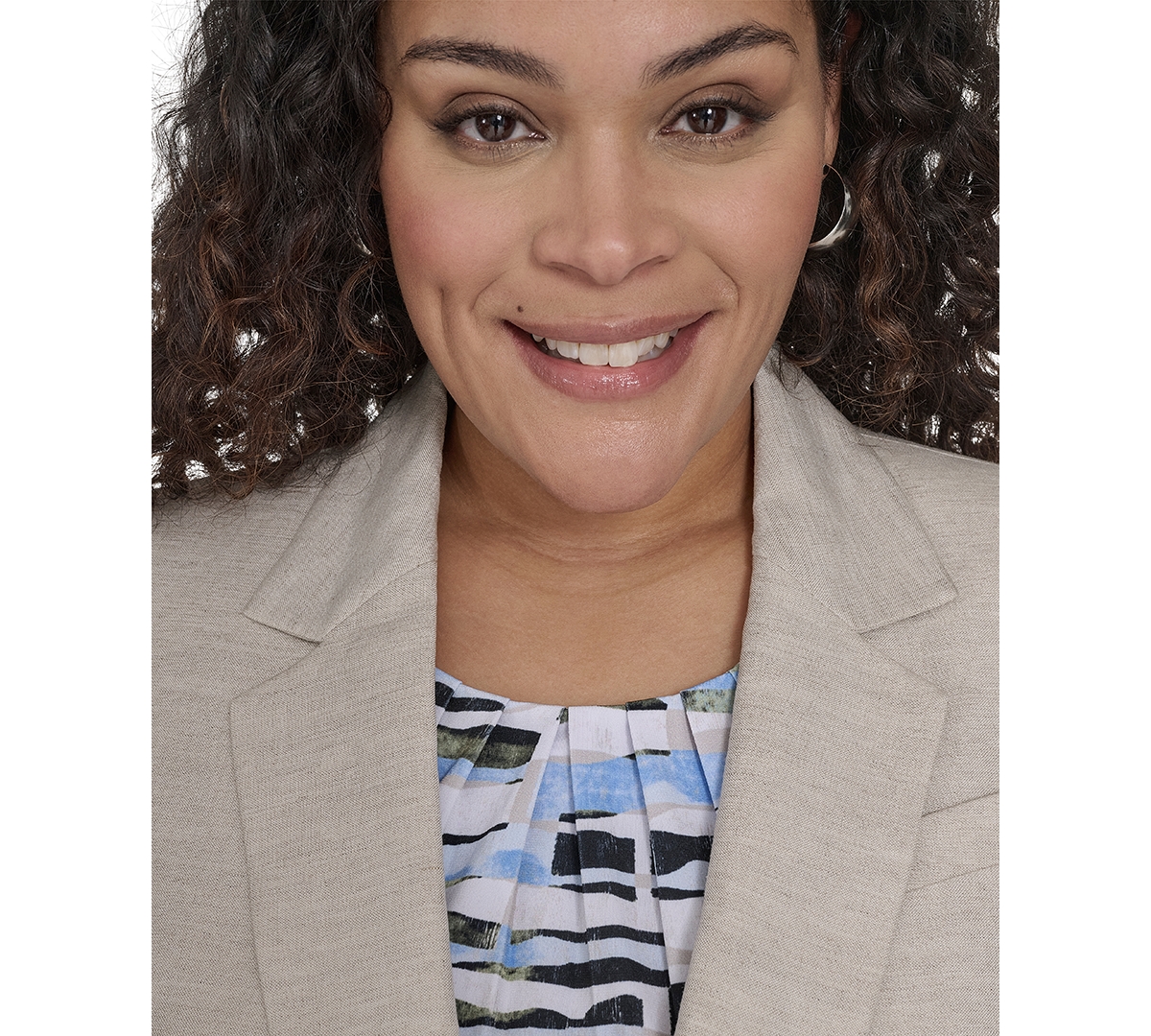 CALVIN KLEIN PLUS SIZE LINEN-BLEND ONE-BUTTON BLAZER 