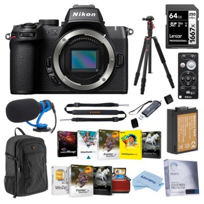 Z50II Mirrorless Camera, Bundle with Tripod/Monopod, TASC300 Microphone, 128GB Memory Card, EN-EL25 Battery