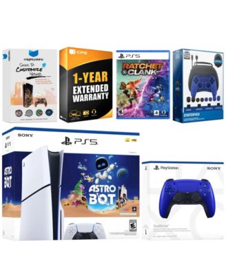 PlayStation 5 Slim Disc Astro Bot, Rachet and Clank Bundle with Extra Volcanic Red Controller, Pro Gamer Starter Kit, MightySkins Code and 1 Year