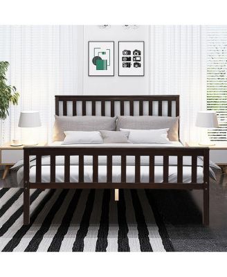 Wood Bed Frame Support Platform with Headboard and Footboard