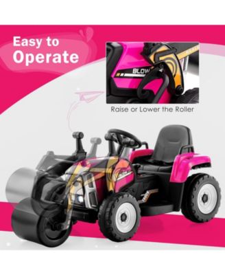 12V Kids Ride on Road Roller with 2.4G Remote Control-Pink