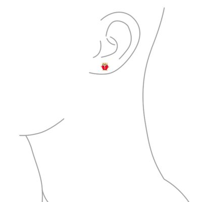 Small Red Enamel Ladybug Pendant Necklace and Stud Earrings Set Gold Tone