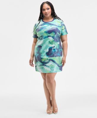 Nina Parker - Trendy Plus Size Printed Short-Sleeve Sequin Dress
