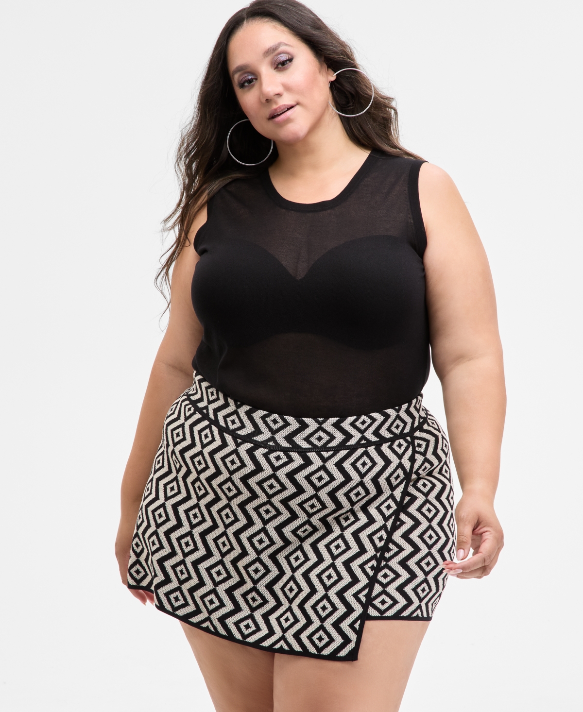 Nina Parker Trendy Plus Size Sheer Sweater-knit Tank