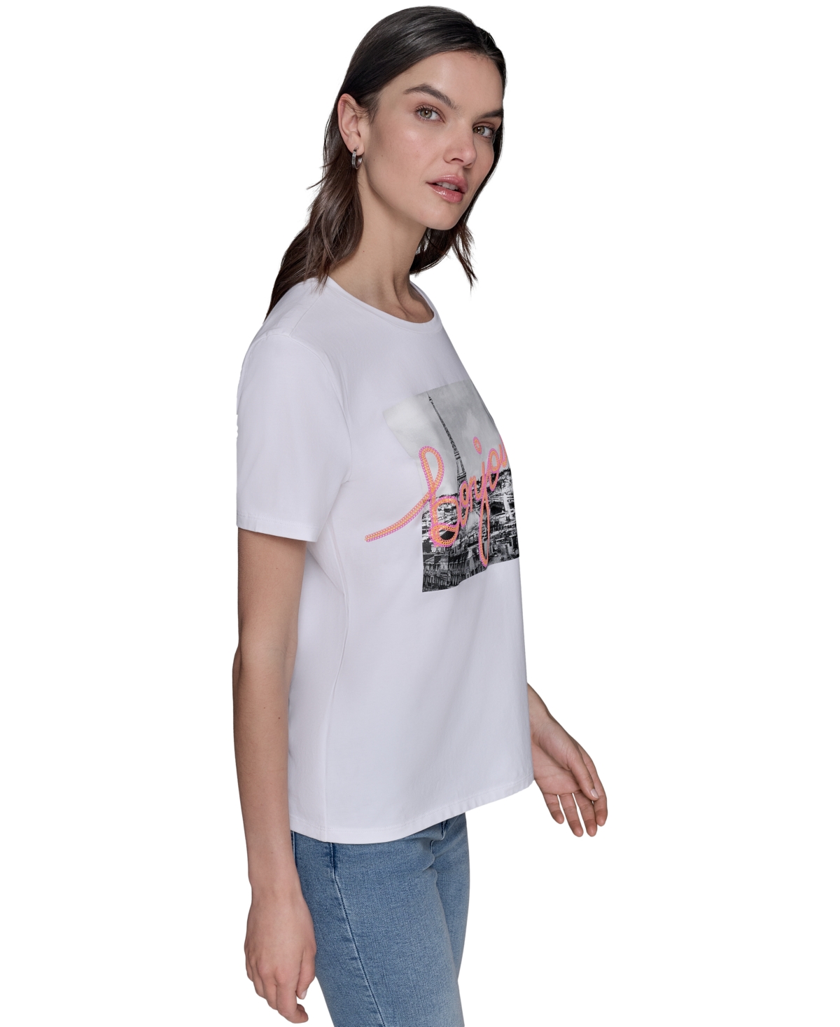 KARL LAGERFELD PETITE BONJOUR GRAPHIC PARIS T-SHIRT 