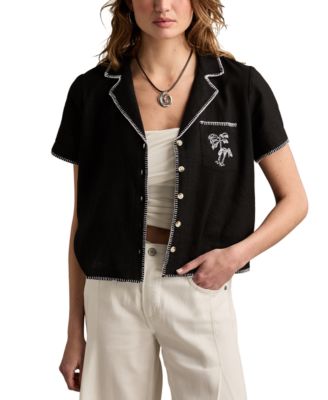 Lucky Brand - Women's Embroidered Beach Camp Shirt