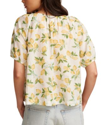 売れ筋商品|||ラッキーブランド カットソー トップス レディース Women's Cotton Lemon-Print Babydoll Top Lemon Multi Lucky Brand Women's Cotton Lemon-Print Babydoll Top - Macy's