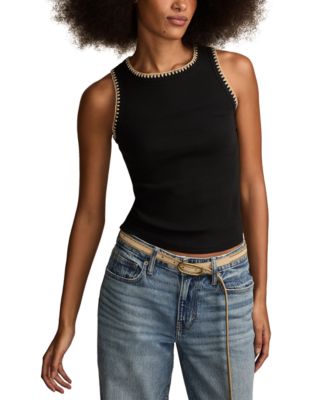 Lucky Brand - Women's Crochet-Trim Crewneck Tank Top