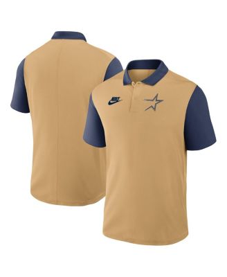 Nike - Men's Gold/Navy Houston Astros Cooperstown Collection Color-Block Victory Performance Polo