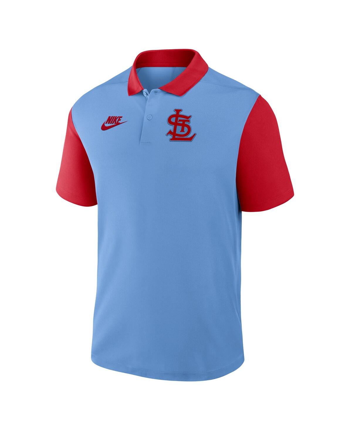 Nike Men's Light Blue/red St. Louis Cardinals Cooperstown Collection Color-block Victory Performance Polo In Light Blue,red