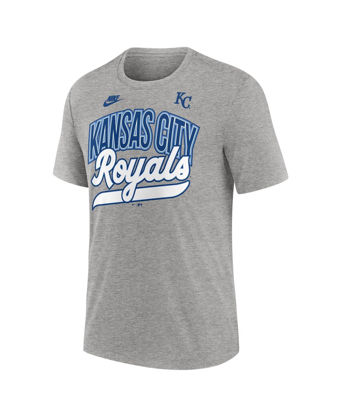 Nike Heather Gray Kansas City Royals Cooperstown Collection Retro Tri-blend T-shirt In Heather Gray