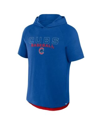Men's Royal Chicago Cubs Clubhouse Optimal Play Raglan Short Sleeve Pullover Hoodie