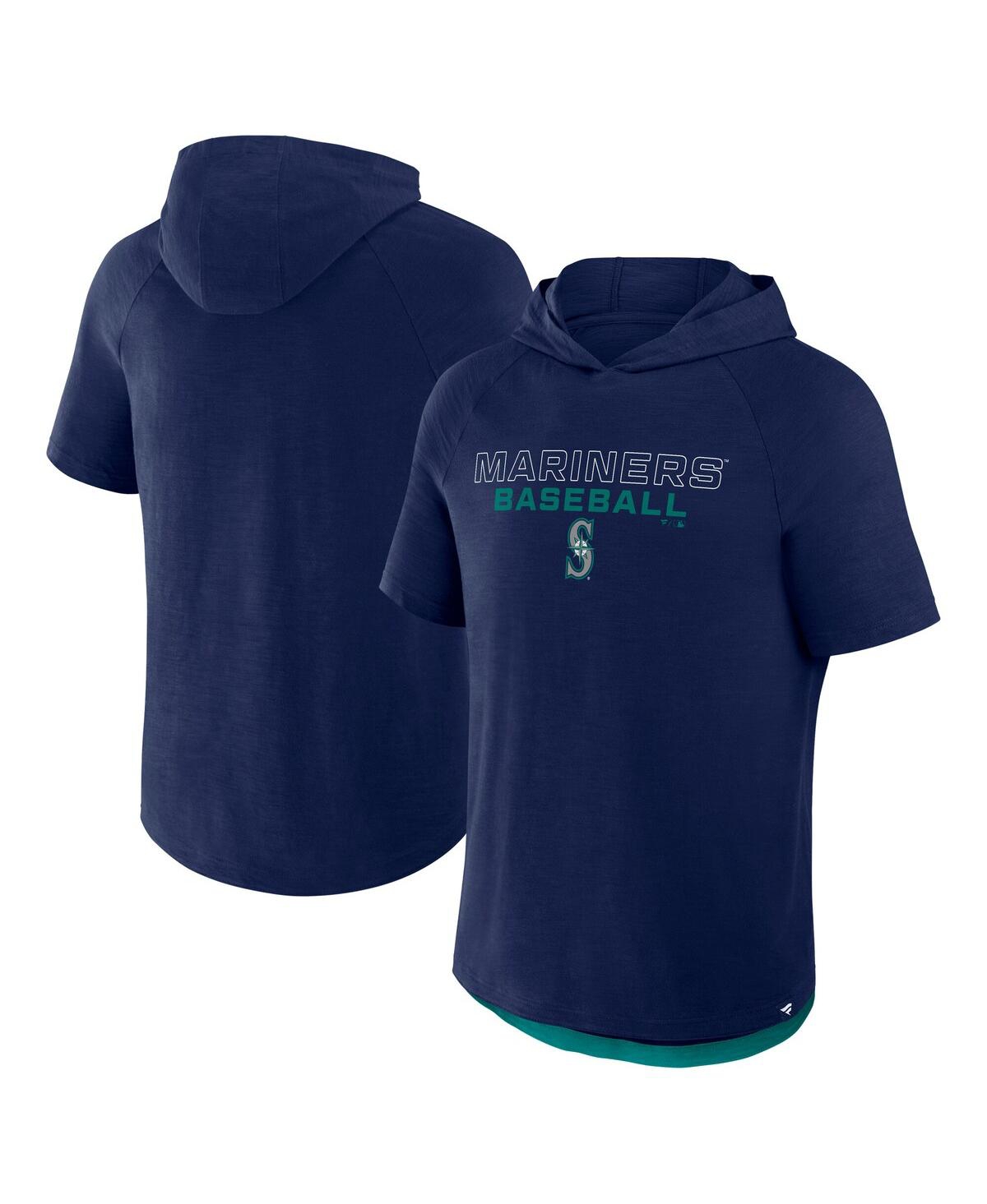Fanatics Men's Navy Seattle Mariners Clubhouse Optimal Play Raglan Short Sleeve Pullover Hoodie In Navy