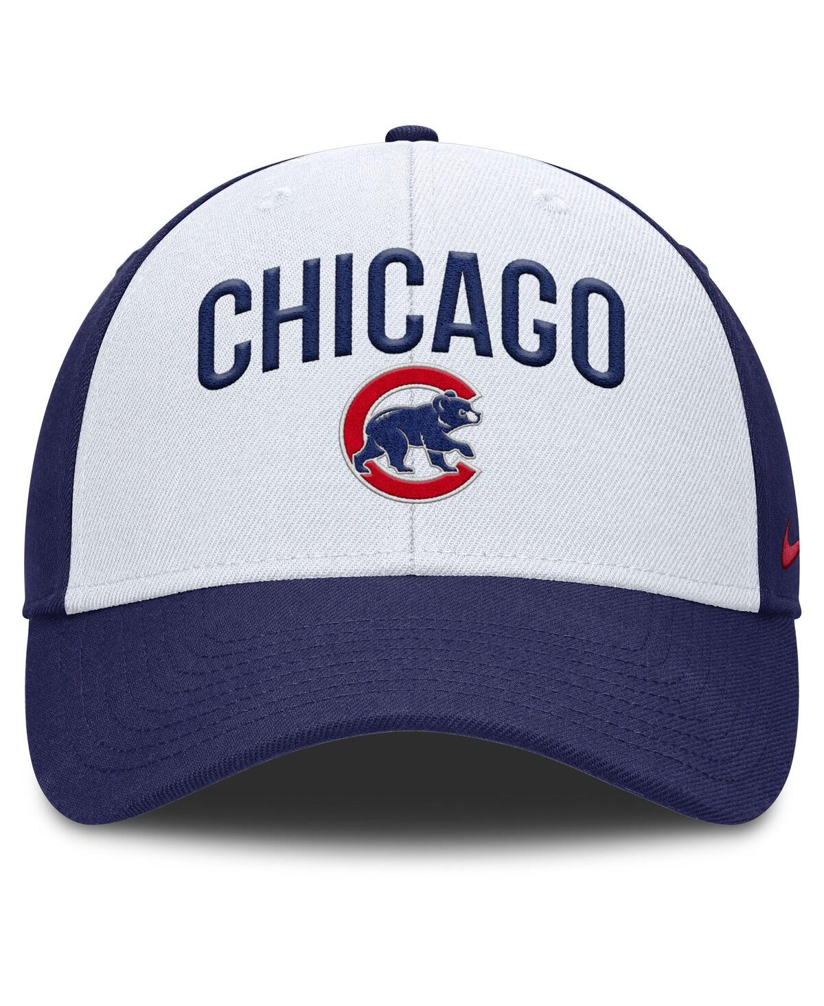 Nike Men's White/royal Chicago Cubs Club Performance Adjustable Hat In White,royal